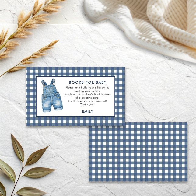 Blue Jean Dungarees Gingham Boy Books For Baby Enclosure Card (Creator Uploaded)