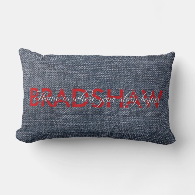 Blue Jean Family Name Lumbar Pillow (Front)