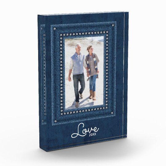 Blue Jean Frame on Denim Family Photo Block