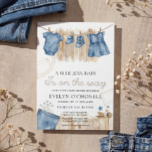 Blue Jean Girl Baby Shower Invitation