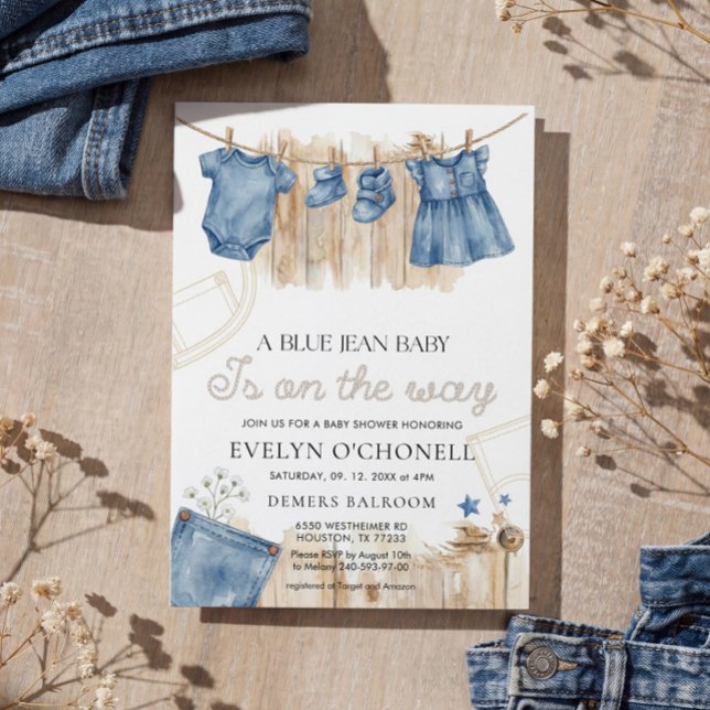 Blue Jean Girl Baby Shower Invitation (Creator Uploaded)