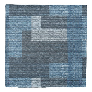 Blue Jean patch Work Faux Burlap Duvet Cover