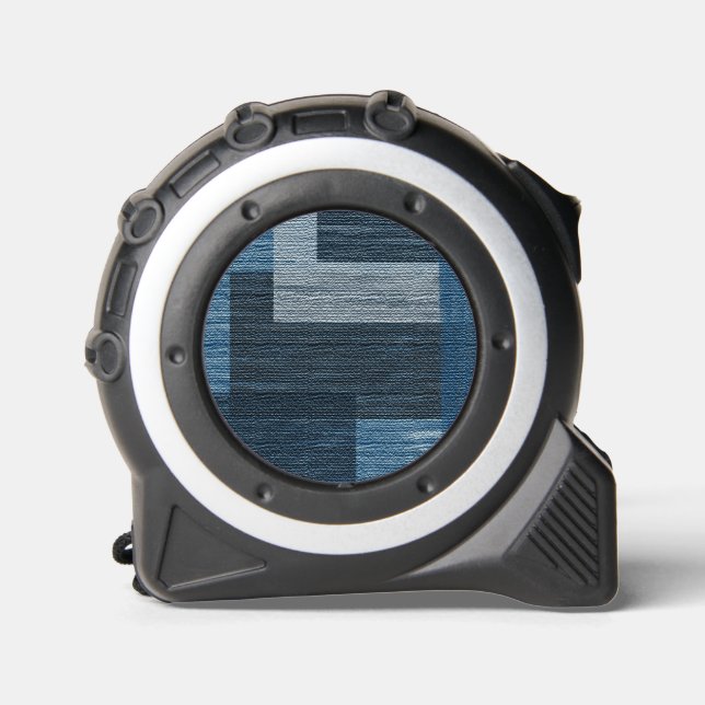 Blue Jean patch Work Faux Burlap Tape Measure (Front)