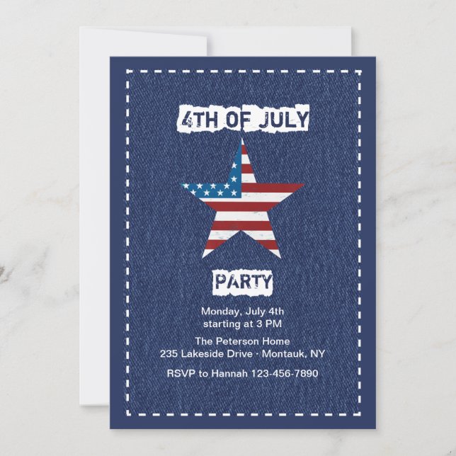 Blue Jean Patriotic Invitation (Front)