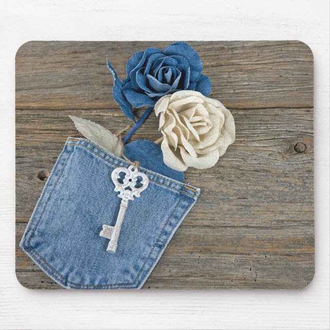 Blue Jean Roses Mouse Pad (Front)