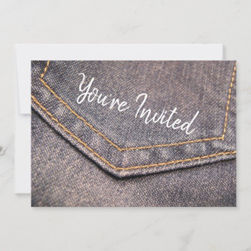 Blue Jean Texture Denim Stitches Invitations