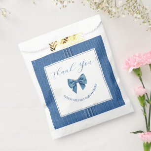 Blue jean with bow baby girl shower Thank You Favor Bag