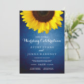 Blue Jean & Yellow Sunflower Wedding Invitation (Standing Front)