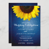Blue Jean & Yellow Sunflower Wedding Invitation (Front/Back)
