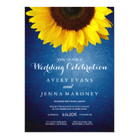 Blue Jean & Yellow Sunflower Wedding Invitation