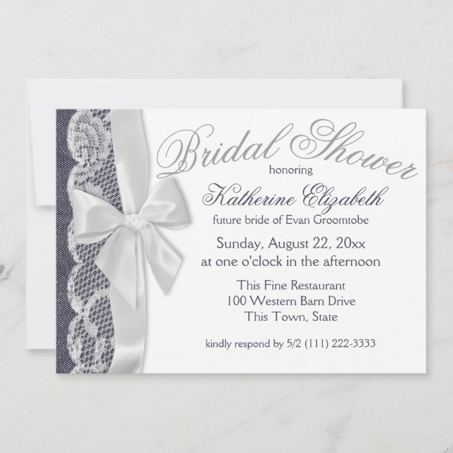 Blue Jeans and Bow Bridal Shower Invitation (Front)