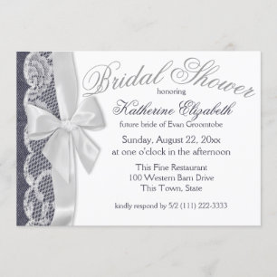 Blue Jeans and Bow Bridal Shower Invitation