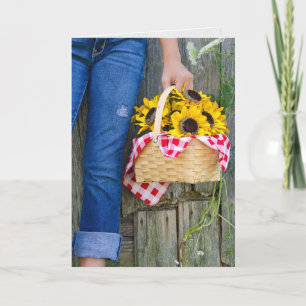 Blue Jeans and Sunflower for Birthday Card