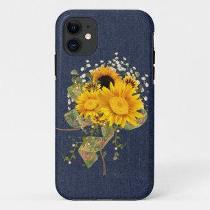 Blue jeans and sunflowers iPhone 11 case