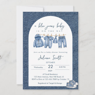 Blue Jeans Baby Denim Clothing line Baby Shower  Invitation