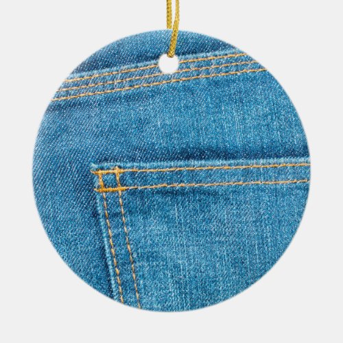 Blue Jeans Back Pocket Ceramic Ornament