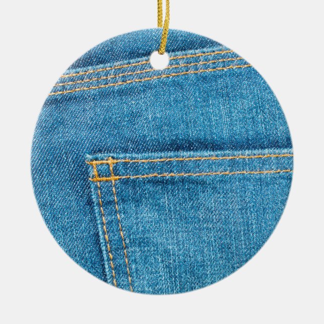 Blue Jeans Back Pocket Ceramic Ornament (Front)
