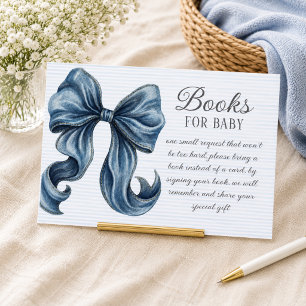 Blue Jeans Bow Baby Shower Book Request Enclosure Card