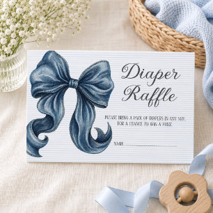 Blue Jeans Bow Baby Shower Diaper Raffle Enclosure Card