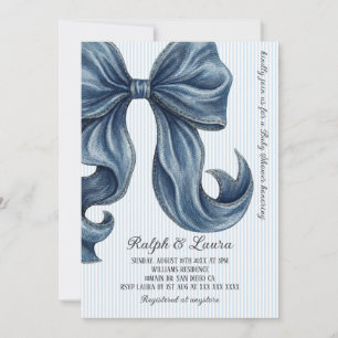 Blue Jeans Bow Baby Shower Invitation