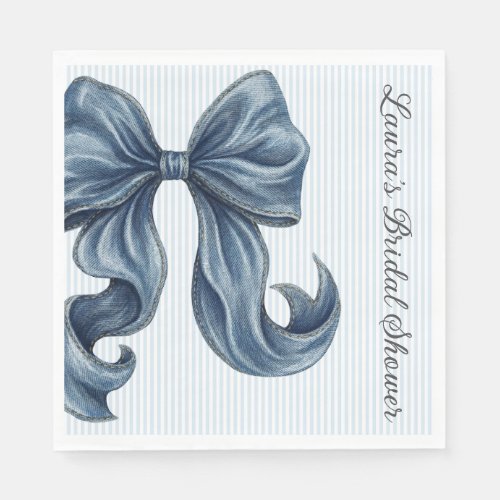 Blue Jeans Bow Bridal Shower Napkins