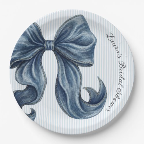 Blue Jeans Bow Bridal Shower Paper Plates