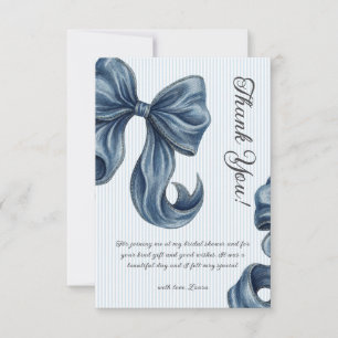 Blue Jeans Bow Bridal Shower Thank You Card