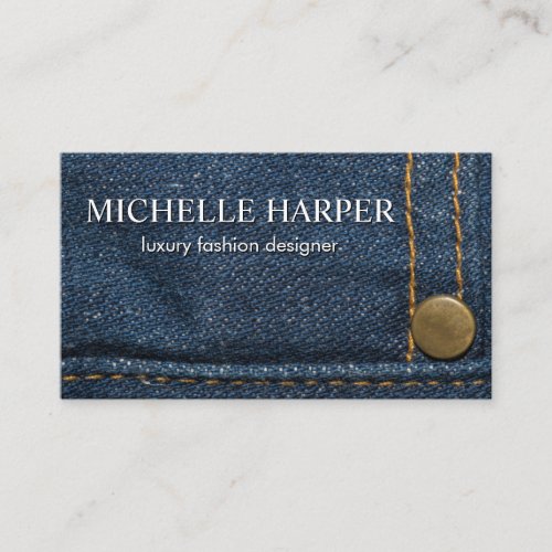 Blue Jeans Button and Stitching Business Card