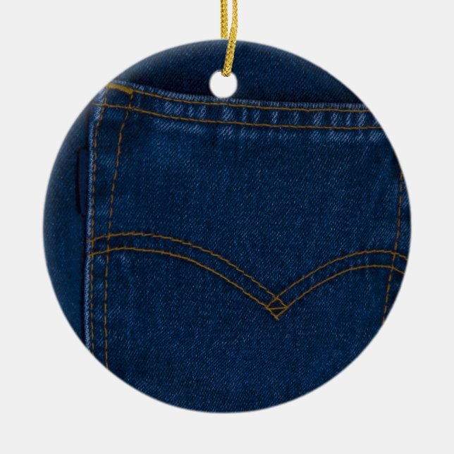 blue jeans ceramic ornament (Front)