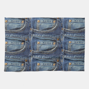 Blue Jeans Denim Look Pocket Kitchen Towel
