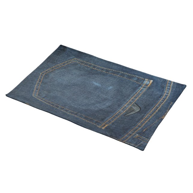 Blue Jeans Denim Pocket Cloth Placemat (On Table)
