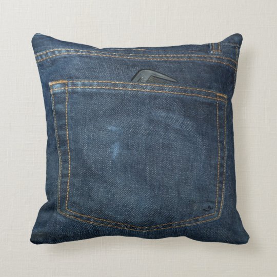 Blue Jeans Denim Pocket Throw Pillow