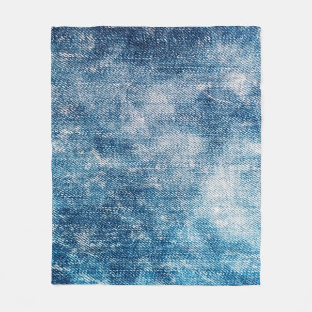 Blue jeans denim texture fleece blanket (Front)