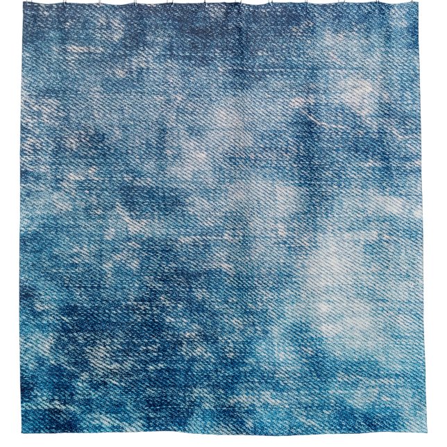 Blue jeans denim texture shower curtain (Front)
