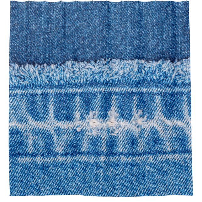 Blue jeans denim texture shower curtain (Front)