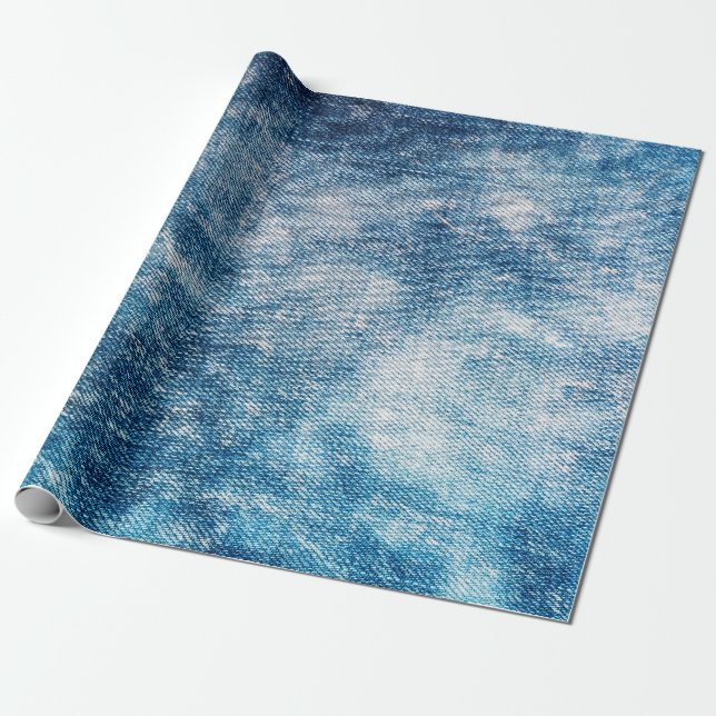 Blue jeans denim texture wrapping paper (Unrolled)