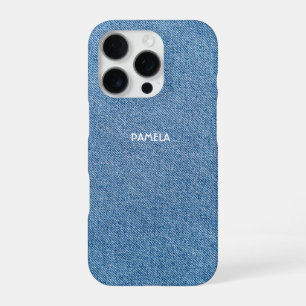 Blue Jeans Denim Western Textured Customized iPhone 16 Pro Case