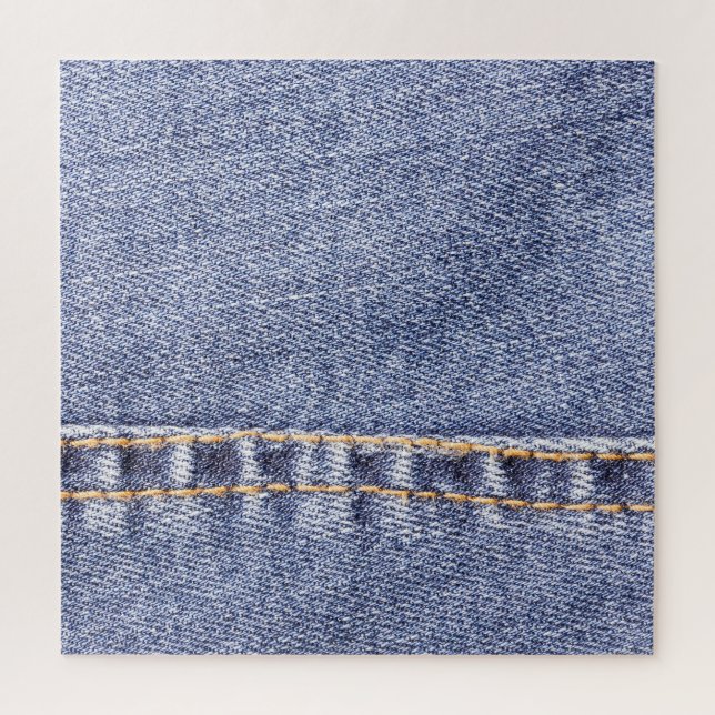 Blue jeans: detailed sew texture. jigsaw puzzle (Vertical)