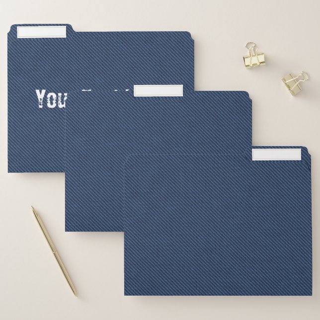 Blue Jeans Fabric - Add Your Text - Customizable File Folder (Set)