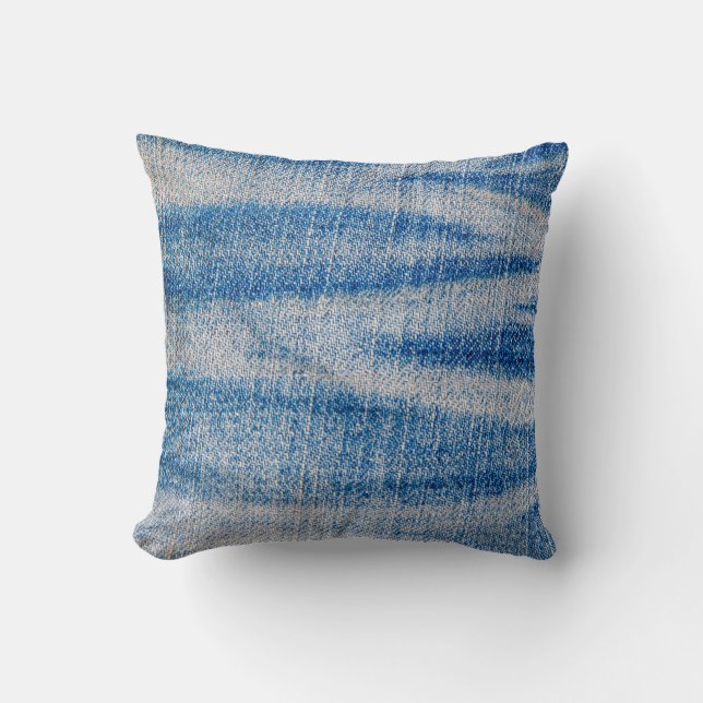 Blue jeans fabric texture, textile background throw pillow (Front)