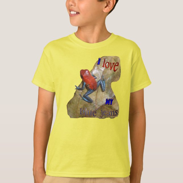 Blue Jeans Frog Kids V-neck T-shirt (Front)