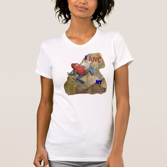 Blue Jeans Frog Womens App. T-shirt (Front)