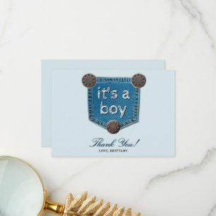 Blue Jeans It's a Boy Baby Shower  Thank You Card
