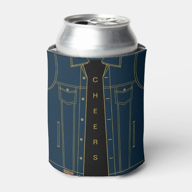 Blue Jeans Jacket - Cheers - Add Your Text Can Cooler (Can Front)