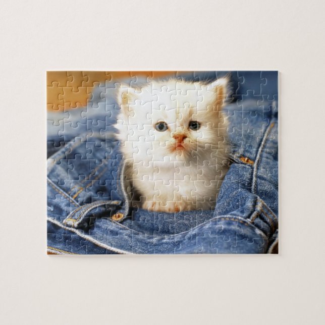 Blue Jeans Kitten Puzzle (Horizontal)