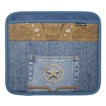 "blue Jeans & Leather" Western Ipad  Sleeve by BootsandSpurs at Zazzle