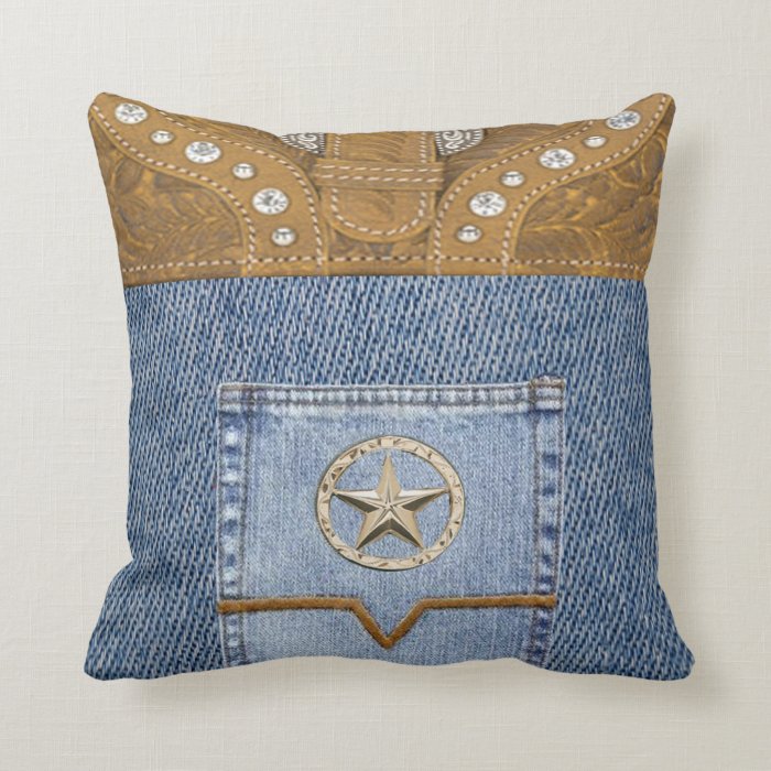 "Blue Jeans & Leather" Western Pillow