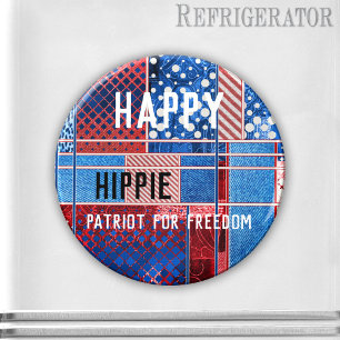 Blue Jeans Patchwork Personalized Patriot Magnet