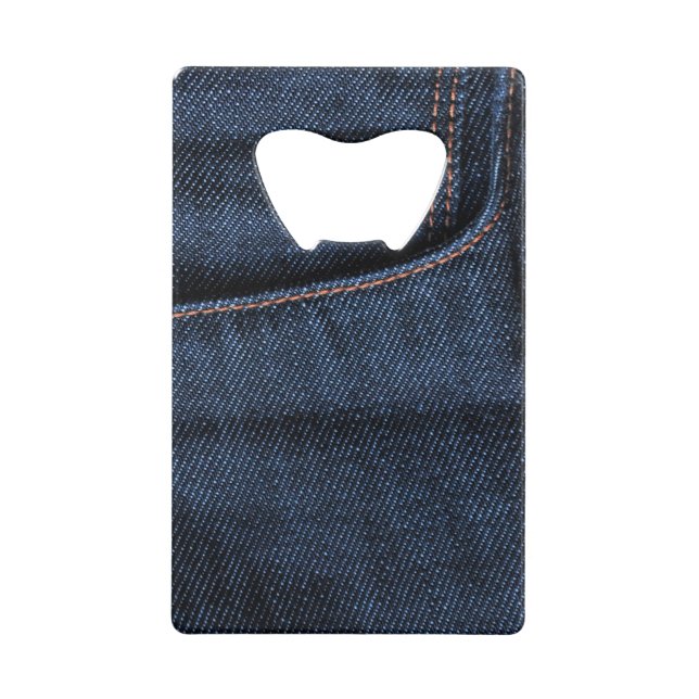 Blue Jeans Pocket Credit Card Bottle Opener (Front)