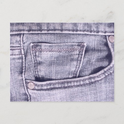 Blue Jeans Pocket Fabric Seams Postcard